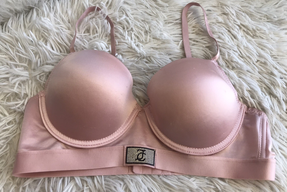 Juicy Couture Pink Silver Sequin Push-Up Bra 34C Underwire Longline